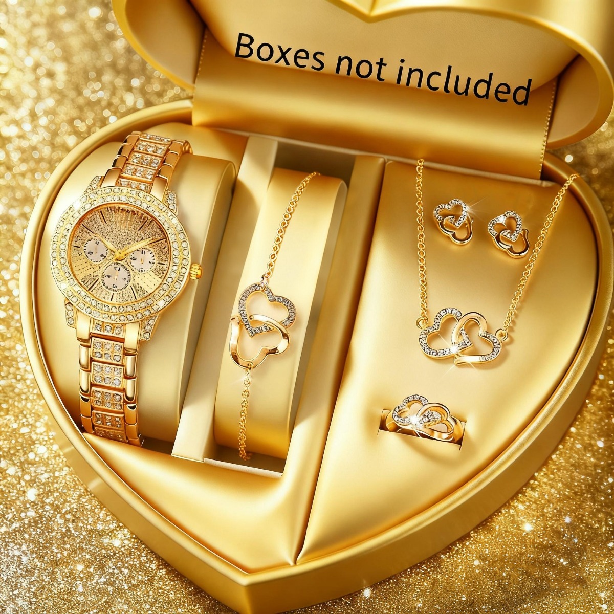 Luxury Watch Organizer - 6 قطع الفاخرة حجر الراين النساء