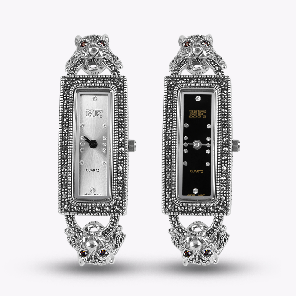 Luxury Watch Thailand - تايلاند الفضة الصلبة 925 فضة Marcasite
