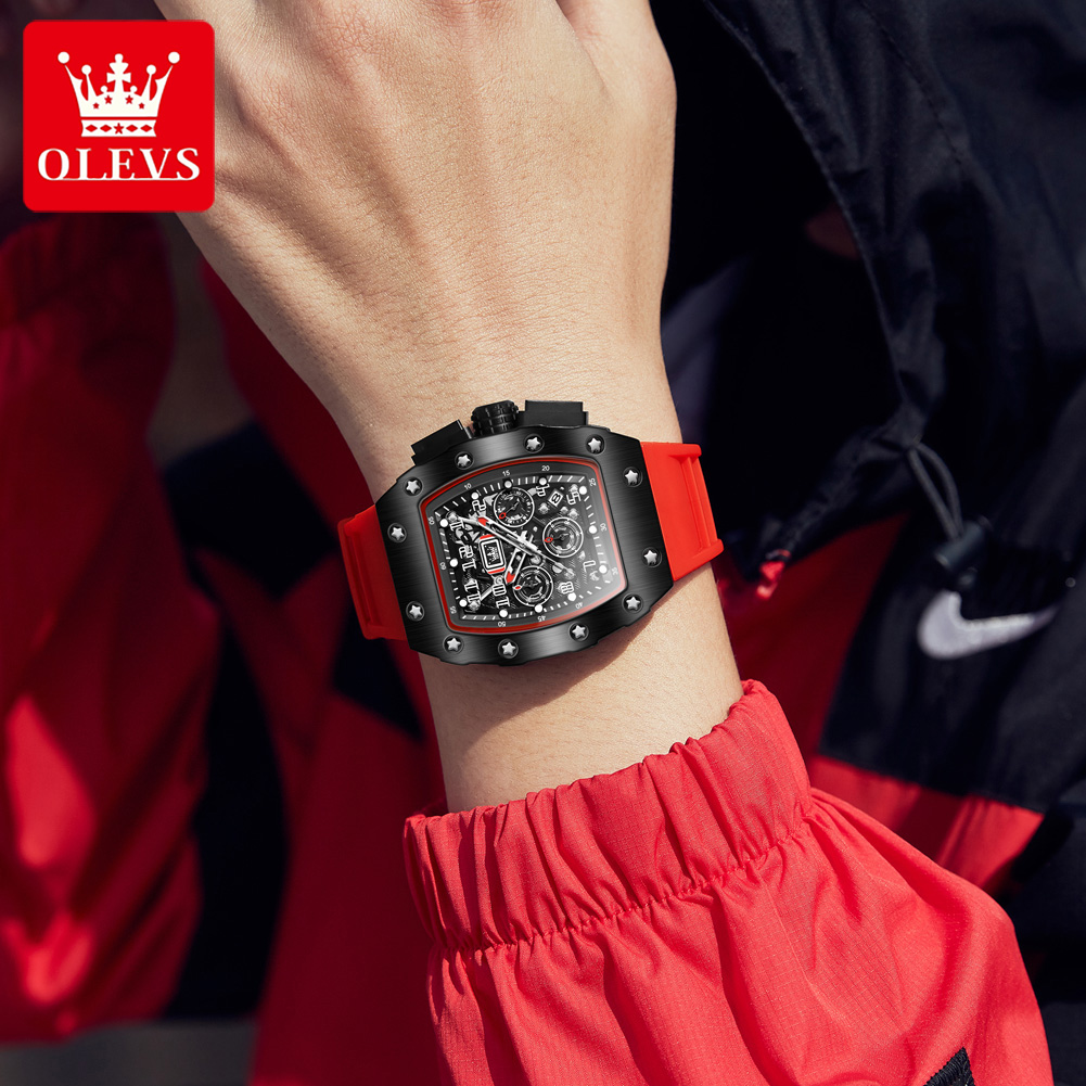 ساعة OLEVS 3608 كرونوغراف كوار - مراجعة Luxury Watch With Rubber Strap وسعره