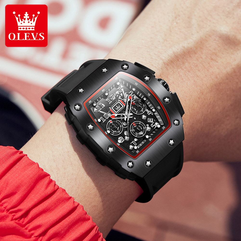 ساعة OLEVS 3608 كرونوغراف كوار - مراجعة Luxury Watch With Rubber Strap وسعره