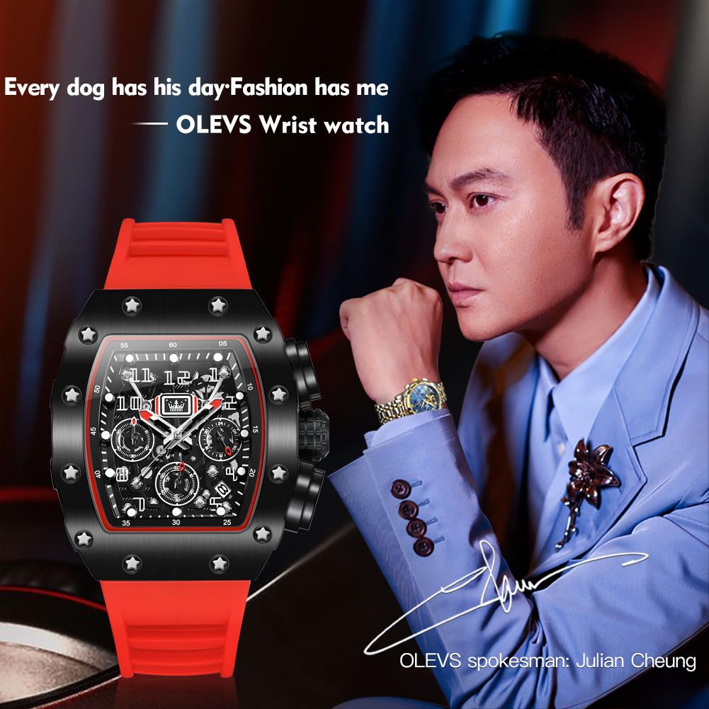 ساعة OLEVS 3608 كرونوغراف كوار - مراجعة Luxury Watch With Rubber Strap وسعره