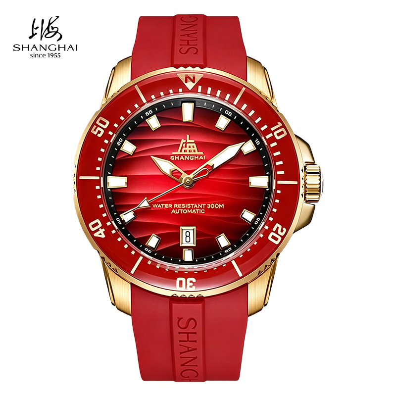 ساعة شنغهاي للرجال، ساعات غوص  - مراجعة Luxury Watch With Rubber Strap وسعره