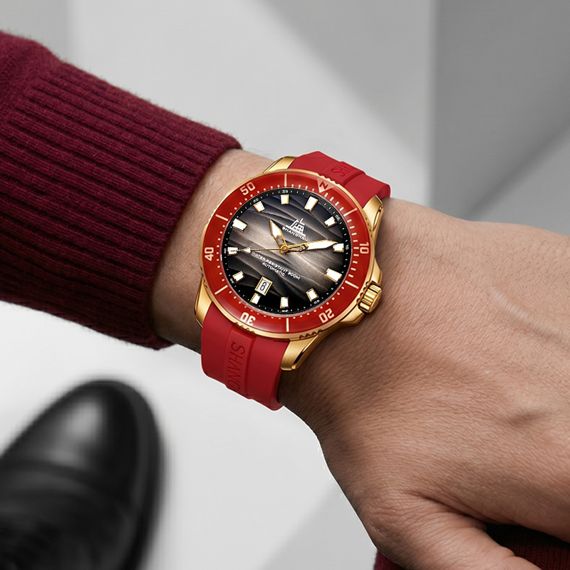 ساعة شنغهاي للرجال، ساعات غوص  - مراجعة Luxury Watch With Rubber Strap وسعره