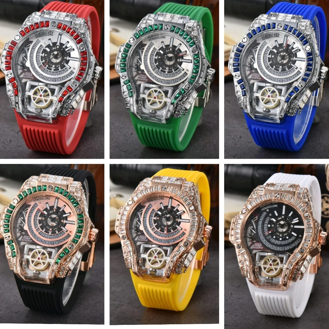 كامل الماس حالة الأعمال الفاخر - مراجعة Luxury Watch With Rubber Strap وسعره