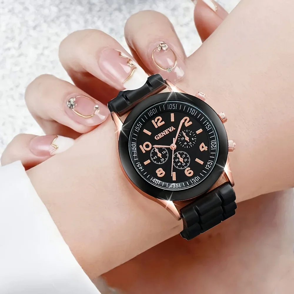 2 قطعة مجموعة ساعات نسائية فاخ - مراجعة Luxury Watch With Rubber Strap وسعره