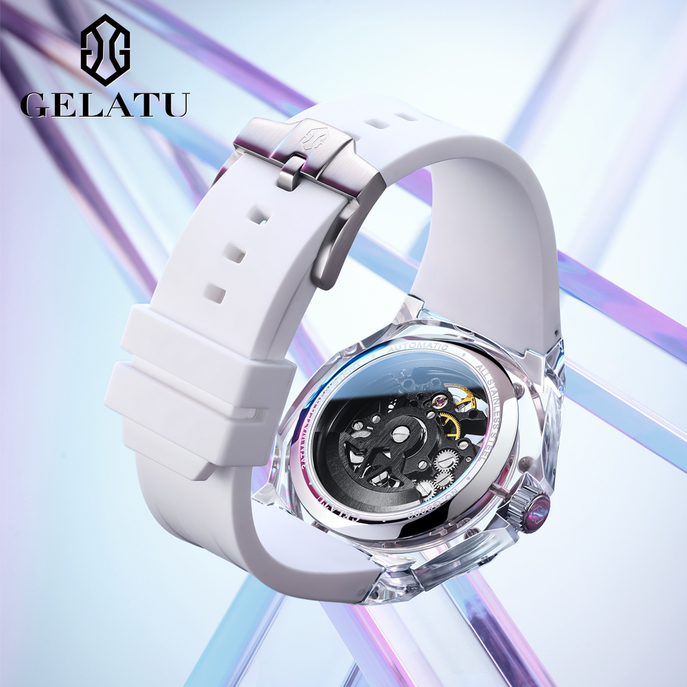 GELATU 8002 ساعة ميكانيكية أوت - مراجعة Luxury Watch With Rubber Strap وسعره